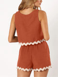 Contrast Trim Round Neck Top and Shorts Set - Ajonjolí&Spice33 Bazaar