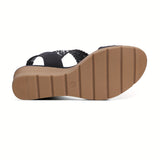 Parisian Rhinestone Wedge Leather Sandals - Ajonjolí&Spice33 Bazaar