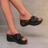 Patricia Floral Rhinestone Slip On Sandals - Ajonjolí&Spice33 Bazaar
