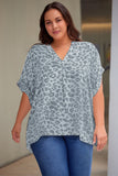 Plus Size Printed Notched Neck Half Sleeve Top - Ajonjolí&Spice33 Bazaar