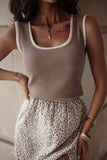 Contrast Edge Scoop Neck Wide Strap Knit Tank