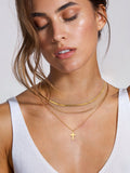 18K Gold-Plated Three-Layered Cross Necklace