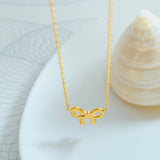 Gold-Plated Titanium Steel Bow Pendant Necklace