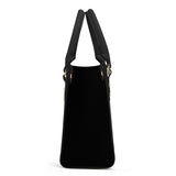 Mandala Collection Teal & Gold-Black Sides Luxury Women Vegan Leather Tote Bag (Black Straps)