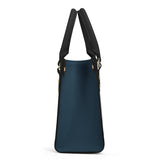 Mandala Collection Teal & Gold-Teal Sides Luxury Women Vegan Leather Tote Bag (Black Straps)