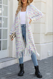 Multicolored Open Front Fringe Hem Cardigan - Ajonjolí&Spice33 Bazaar