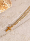 18K Gold-Plated Three-Layered Cross Necklace