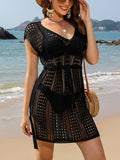 Openwork V-Neck Cap Sleeve Cover-Up - Ajonjolí&Spice33 Bazaar