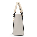 Mandala Collection Teal & Gold-Bone White Sides Luxury Women Vegan Leather Tote Bag (White Straps)