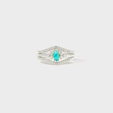 Artificial Turquoise V Shape Inlaid Zircon Ring - Ajonjolí&Spice33 Bazaar