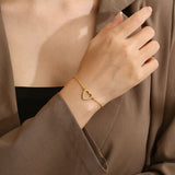Inlaid Zircon Stainless Steel Heart Bracelet - Ajonjolí&Spice33 Bazaar