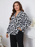 Plus Size Printed Long Sleeve V-Neck Blouse - Ajonjolí&Spice33 Bazaar