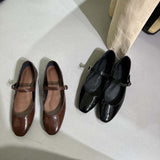 MAry Jane Style Leather Flats (Coffee or Black) - Ajonjolí&Spice33 Bazaar