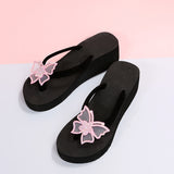 Flip Flops Colorful Crystal Butterfly Flat Slippers (Black Silver PInk) - Ajonjolí&Spice33 Bazaar