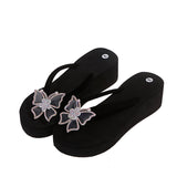 Flip Flops Colorful Crystal Butterfly Flat Slippers (Black Silver PInk) - Ajonjolí&Spice33 Bazaar