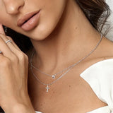 925 Sterling Beautiful Pendant Zirconia Cross with Chain Necklace - Ajonjolí&Spice33 Bazaar