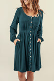 Button Down Long Sleeve Dress with Pockets - Ajonjolí&Spice33 Bazaar