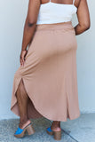 Doublju Comfort Princess Full Size High Waist Scoop Hem Maxi Skirt in Tan - Ajonjolí&Spice33 Bazaar