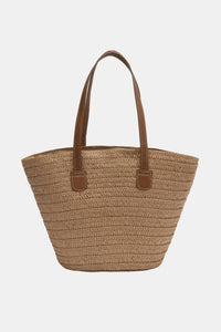 PU Leather Handle Straw Tote Bag - Ajonjolí&Spice33 Bazaar