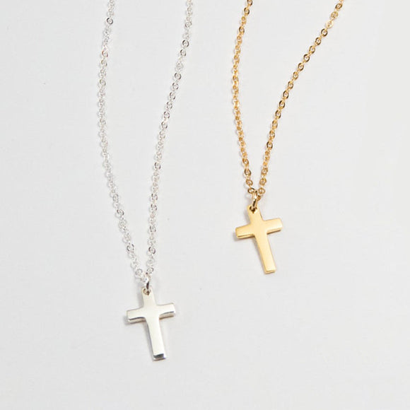 Cross 10 mm pendant with Chain  Necklace Sterling Silver - Ajonjolí&Spice33 Bazaar