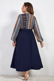 Plus Size Printed Tie Belt Boat Neck Midi Dress - Ajonjolí&Spice33 Bazaar