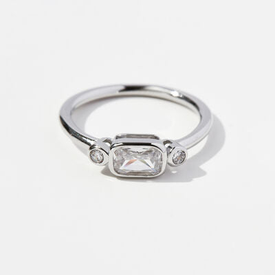 925 Sterling Silver Geometric Zircon Ring - Ajonjolí&Spice33 Bazaar