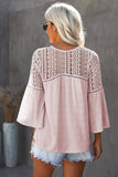 Flare Sleeve Spliced Lace V-Neck Shirt - Ajonjolí&Spice33 Bazaar