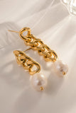 Stainless Steel Pearl Asymmetrical Earrings - Ajonjolí&Spice33 Bazaar