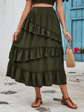 Ruffled Elastic Waist Midi Skirt - Ajonjolí&Spice33 Bazaar