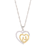 Mother and Child Pave Heart Pendant Necklace - Ajonjolí&Spice33 Bazaar