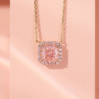 Rose Gold-Plated Artificial Gemstone Square Necklace - Ajonjolí&Spice33 Bazaar