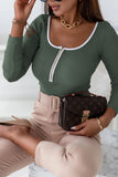 Contrast Trim Ribbed Long Sleeve Bodysuit - Ajonjolí&Spice33 Bazaar