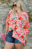 Plus Size Floral V-Neck Half Sleeve Shirt - Ajonjolí&Spice33 Bazaar