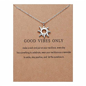 Stainless Steel Good Vibes Necklaces (Golden or Silver Sun or Feather) - Ajonjolí&Spice33 Bazaar
