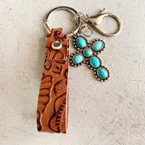 Turquoise Genuine Leather Key Chain - Ajonjolí&Spice33 Bazaar