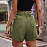 Belted Denim Shorts with Pockets - Ajonjolí&Spice33 Bazaar