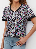 Leopard Round Neck Short Sleeve Tee Shirt - Ajonjolí&Spice33 Bazaar