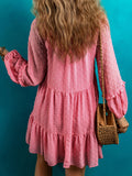 Swiss Dot V-Neck Long Sleeve Mini Dress - Ajonjolí&Spice33 Bazaar
