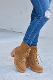 Forever Link Lace-Up Zipper Detail Block Heel Boots - Ajonjolí&Spice33 Bazaar