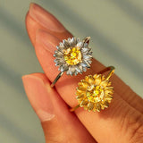 Sunflower Zircon 18K Gold-Plated Ring - Ajonjolí&Spice33 Bazaar