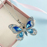 Rhinestone and Enamel  Butterfly with Long Necklace  (Available in Blue, Pink, Green and Purple) - Ajonjolí&Spice33 Bazaar