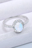 925 Sterling Silver Natural Moonstone Halo Ring - Ajonjolí&Spice33 Bazaar