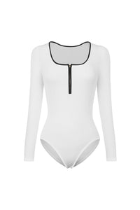 Contrast Trim Ribbed Long Sleeve Bodysuit - Ajonjolí&Spice33 Bazaar