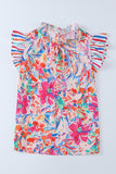 Floral Round Neck Butterfly Sleeve Blouse - Ajonjolí&Spice33 Bazaar