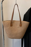 PU Leather Handle Straw Tote Bag - Ajonjolí&Spice33 Bazaar