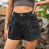 High-Waist Denim Shorts with Pockets - Ajonjolí&Spice33 Bazaar