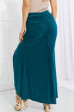 White Birch Full Size Up and Up Ruched Slit Maxi Skirt in Teal - Ajonjolí&Spice33 Bazaar