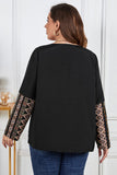 Plus Size Printed Round Neck Tie Front Blouse - Ajonjolí&Spice33 Bazaar