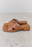 Weeboo Step Into Summer Criss Cross Wooden Clog Mule in Brown - Ajonjolí&Spice33 Bazaar