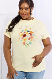 Simply Love Full Size Floral Graphic Cotton Tee - Ajonjolí&Spice33 Bazaar